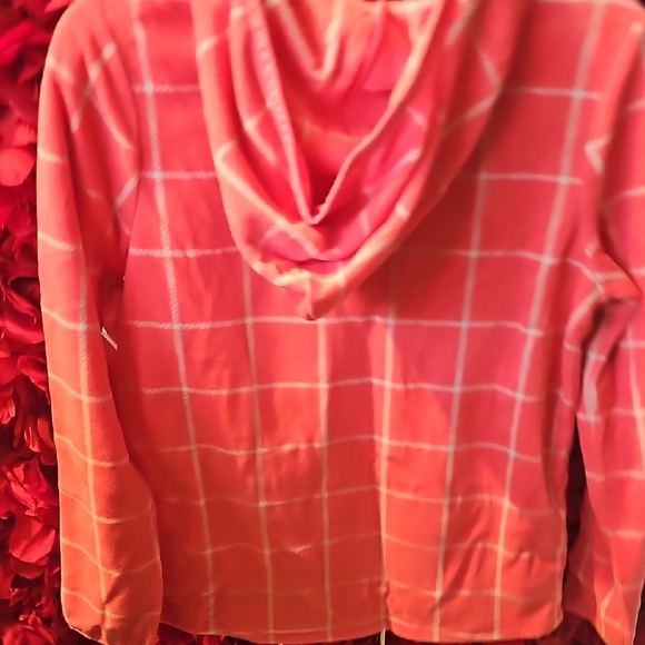 Old Navy NWT Girls Salmon Fleece Checkered Zip-up Jacket Size Large 10/12 - Picture 8 of 8
